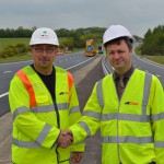 Gerhard Rink, project manager for Colas, with Cllr Carl Maynard, East Sussex County Council lead member for transport and environment, at the resurfaced A22 Golden Jubilee Way in Eastbourne