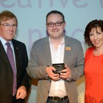 East Sussex Children's Book Award - winning author Christopher William Hill (centre) with Cllr Chris Dowling and shortlisted author Ali Sparkes