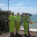 Bexhill to Hastings Link Road team members Steve Adams, Lea White and Vinnie Fuller helped with the restoration of Hastings Pier