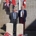 Cllr Colin Belsey, chairman of East Sussex County Council, and Christopher Gebbie, High Sheriff of East Sussex, at the Canadian avaiators’ memorial at St Aubin le Cauf