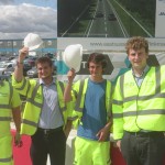 College and university students have been gaining practical experience working on the Bexhill to Hastings Link Road. From left: Tom Jones, from Pett, Oliver Shier, from Guernsey, Alix Sparkes, from Eastbourne, and Chris Perry, from south Wales