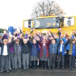 Youngsters from Willingdon Primary School with ‘Gritt Lightning’, one of East Sussex County Council’s fleet of gritters