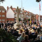 A ceremony was held in Seaford to unveil a memorial paving stone and plaque to town First World War hero Cuthbert Bromley, attended by dignitaries and members of Bromley’s family