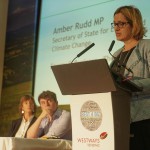 Amber Rudd, secretary of state for energy and climate change, speaks at the BEST4Biz conference, watched by Becky Shaw, East Sussex County Council chief executive, and Josh Valman of RPD International. Pic - Life Media Group (SBT)