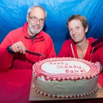 Peter Masters, chairman of Lewes Athletics Club, with Great British Bake Off star Ian Cumming