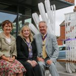 An event was held to celebrate the newly-installed artistic bench outside Seaford Library. Pictured (from left): Cllr Carolyn Lambert, East Sussex County Council member for Seaford Blatchington, Cllr Lindsay Freeman, mayor of Seaford, and Cllr Michael Ensor, chairman of East Sussex County Council