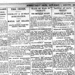 World War One newspaper. Scans of the Sussex Daily news from Saturday, August 1 1914.