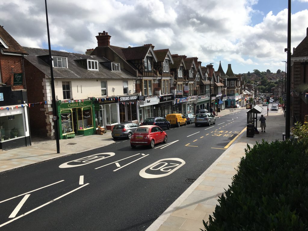 Uckfield High Street after highway improvement scheme