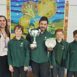 Caretaker of the Year Paul Herdman with head teacher Rachel West, head teacher at Laughton Primary School, and pupils Luc Neale, Tom Silvester and Reef Packham