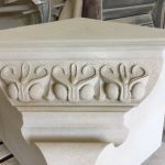 A new corbel stone which will replace the existing, degraded stone at the front of Hastings Library as part of a complete revamp of the Grade II listed building