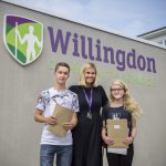 Willingdon Community School pupils Thomas Poole and Lauren Taylor, pictured with head teacher Emily Beer, achieved three grade 9 GCSEs in English and maths