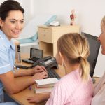 Girl at medical appointment