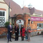 Cllr Nick Bennett, lead member for transport and environment, with Hillcrest Centre manager Heidi Coram and trustees and centre volunteers Nicki Day and Umi Sinha
