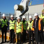 Children from King’s Academy, Ringmer with Cllr Rupert Simmons at the headquarters of Rampion Wind Farm, in Newhaven