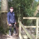 Countryside ranger Jack Cronin works on repairing a footbridge near Mayfield