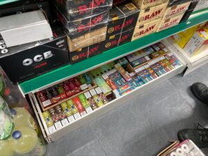 illegal vapes hidden in a drawer